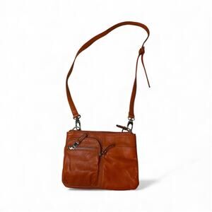 Chic Orange Genuine Leather Crossbody Bag